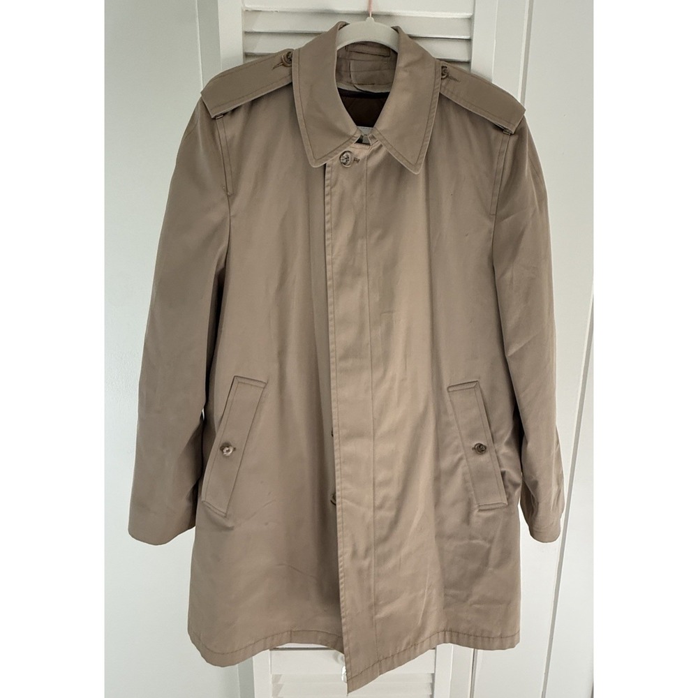 VTG 80s London Fog Maincoats Thinsulate Trench Coat Mens 38R Khaki USA Flawless